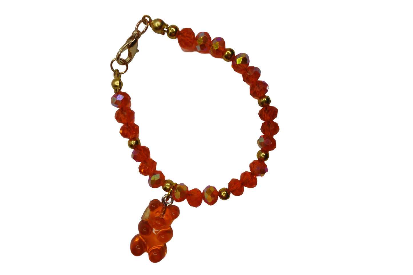 Bear With Me Beaded Glass Bracelet-Vibrant Orange