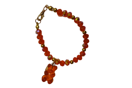 Bear With Me Beaded Glass Bracelet-Vibrant Orange