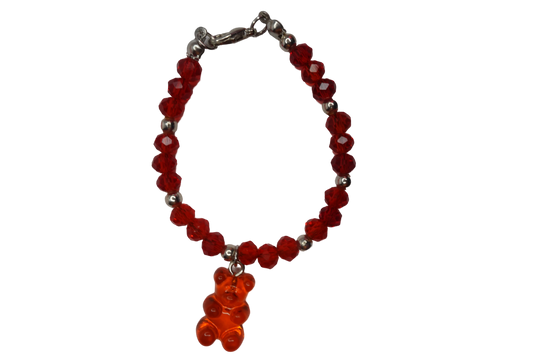 Bear With Me Beaded Glass Bracelet-Teddy Red