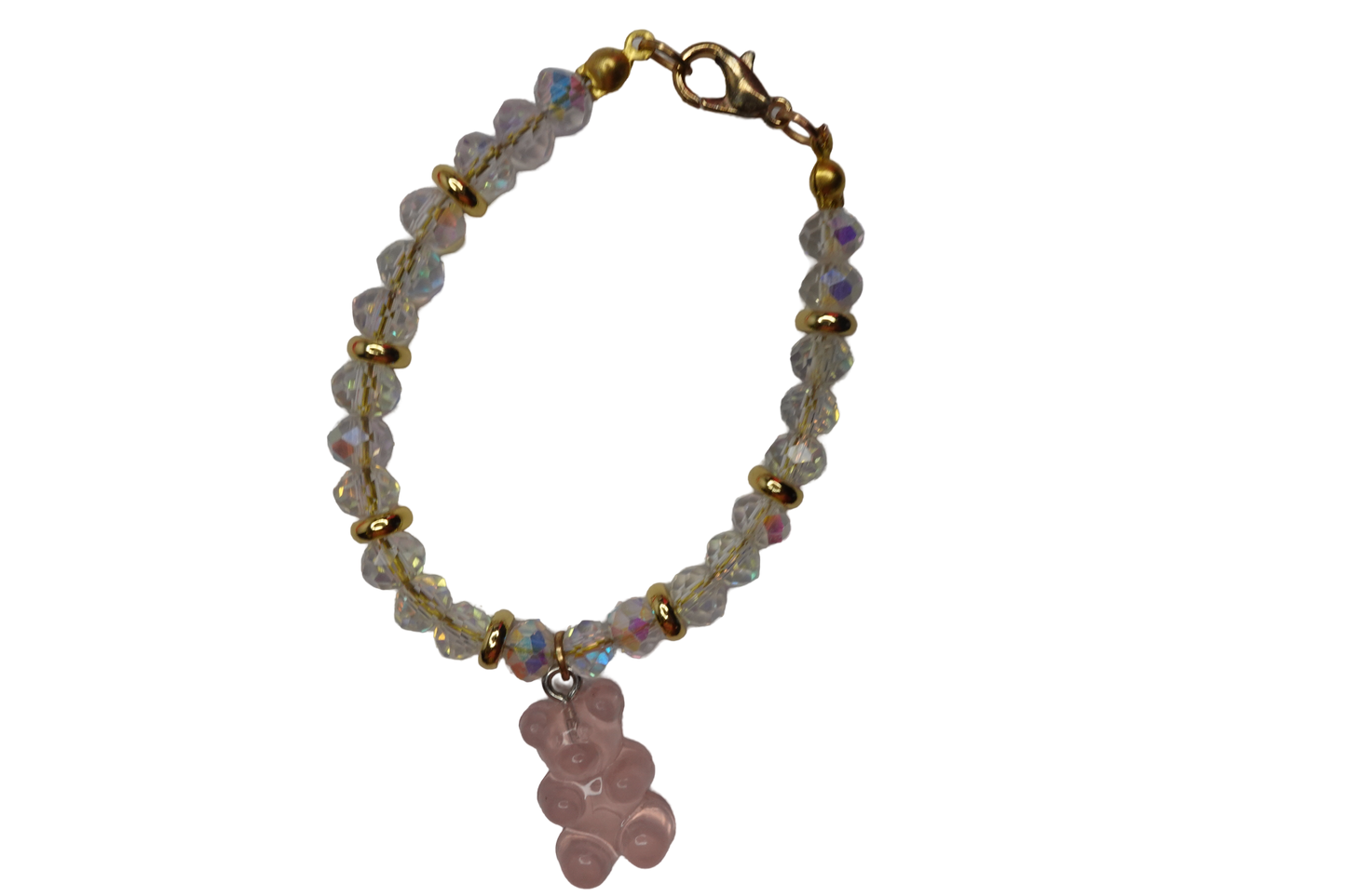 Bear With Me Beaded Glass Bracelet-Transparent/Pink