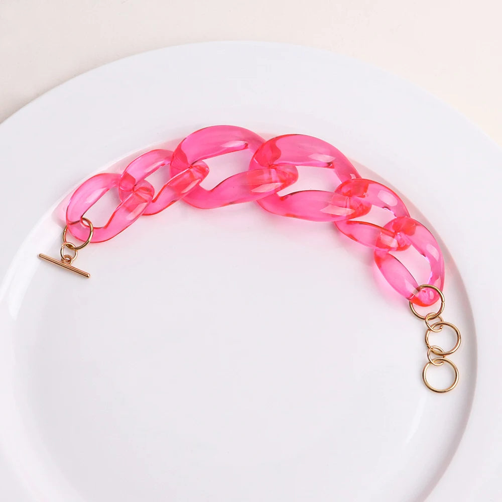 Electric Pink Cubiana Charm Bracelet